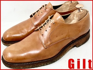 即決★イングランド製 CHEANEY★UK6.5=約25.5cm レザープレーントゥシューズ チーニー 茶 ブラウン ドレス ビジネス 本革 革靴 クレープ