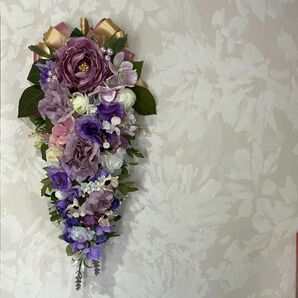 Lavender & purple flowersスワッグ♪壁掛け【ガーランド】