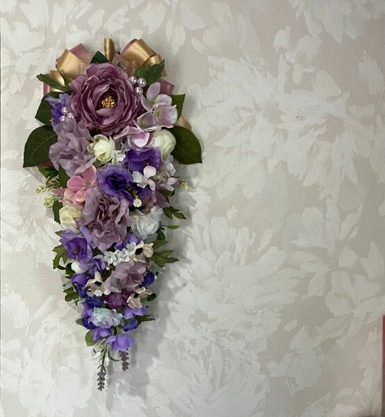 Lavender & purple flowersスワッグ♪壁掛け【ガーランド】