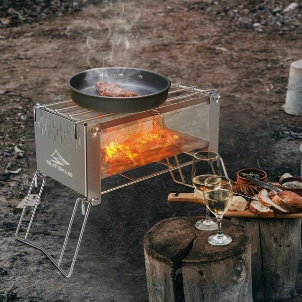 ステンレス製 焚き火台 ストーブ キャンプ 薪くべやすい ファイアーディスク バーベキュー キャンプ ユニフレーム BBQ