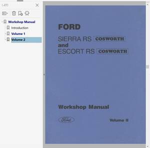 フォード シエラ RS コスワース Cosworth 1985-92 整備書 修理書 Ver2 エスコートRS マニュアル ワークショップマニュアル