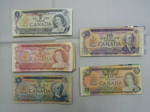 160211DK-GC1■カナダドル 紙幣■旧紙幣 1ドル～20ドル 計40枚 222ドル分／古銭 流通並品