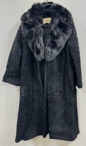 【MIA-9759YK】1円～ ランバルトン Deluxe Fur Rambulton LL 毛皮コート ブラック デラックスファー 名前刺繍入 保管品