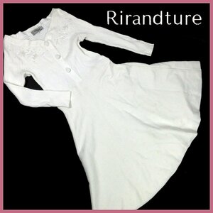 ▲★♪♪小嶋陽菜着用♪♪Rirandture（リランドチュール）★ビーズ刺繍フレアニットワンピース★ホワイト★サイズ2