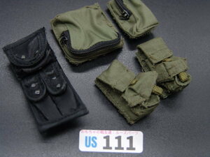 【 US 111 】1/6ドールパーツ：Hottoys製 現用アメリカ軍 USポーチセット【 長期保管・ジャンク扱い品 】