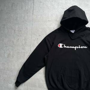 champion チャンピオン プリント ワンポイントロゴ プルオーバー パーカー ブラック XL