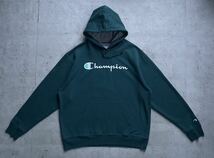 champion チャンピオン プリント ワンポイントロゴ プルオーバー パーカー グリーン XL_画像2