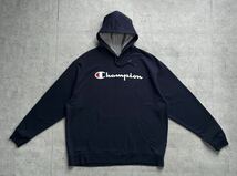 champion チャンピオン プリント ワンポイントロゴ プルオーバー パーカー ネイビー 2XL_画像2