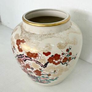 未使用品 九谷焼 花瓶 W160×D160×H270mm 陶器 花器 花入 フラワーベース 骨董 壷 飾り物 置物 インテリア 茶道具 華道 保管品 6020811