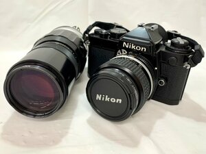 【中古品】(2点set)Nikon ニコン フィルムカメラ[FE] レンズ[1:4/f=200mm]【送料別】TD0324