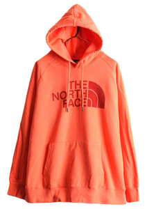 ノースフェイス プリント スウェット フード パーカー レディース XL アウトドア The North Face トレーナー プルオーバー 裏起毛 オレンジ