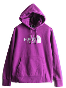 ノースフェイス プリント スウェット フード パーカー レディース M アウトドア The North Face トレーナー プルオーバー 裏起毛 パープル