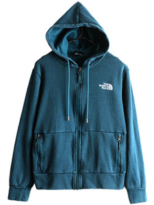 ノースフェイス フルジップ スウェット フード パーカー レディース M アウトドア The North Face トレーナー ワンポイント 裏起毛 ブルー