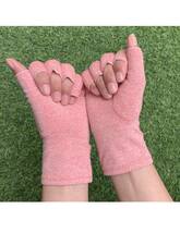ピンク Lサイズ (x 1) Donfri 指 サポーター 指のサポーター 五本指 手のひら サポーター 薄い手袋 指なしグローブ_画像4
