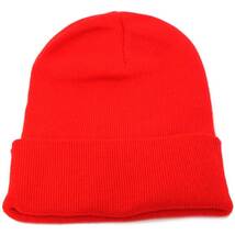 ニットキャップ コットン ニット帽 レッド 赤 ビーニー 春夏 綿 ぴったりフィット knit-1237-01_画像1