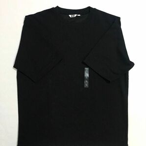 ユニクロ　エアリズムコットンオーバーサイズTシャツ五分袖　メンズ　ブラック　L