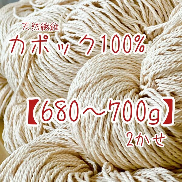 毛糸【カポック100%】木の実から作ったカポック綿100%で作られた毛糸　680〜700g入　天然繊維