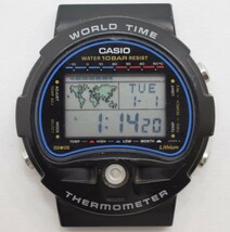 CASIO カシオ WORLD TIME THERMOMETER 865 TS-150 ワールドタイム デジタル クォーツ メンズ 腕時計 稼働品 電池交換済 RK-282GM/612_画像1