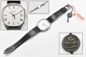 デッドストック 定価10.8万 CERTINA サーチナ Quartz クォーツ デイト メンズ 腕時計 Cal.729 スイス製 希少 ビンテージ RK-418S/201