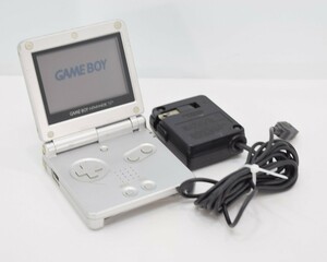 GBASP ゲームボーイアドバンス SP 本体 電源ケーブル付 動作品 AGS-001 プラチナシルバー 任天堂 ニンテンドー RK-530T/502