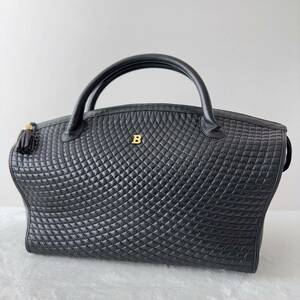 1円〜★BALLY バリー ハンドバッグ キルティング オールレザー 本革 B金具 Bロゴ 腕掛け ゴールド金具 トートバッグ ブラック 黒