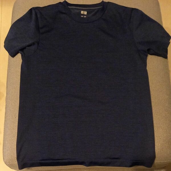 【ユニクロ】 UNIQLO Tシャツ ネイビー メンズ Sサイズ さらさら素材 半袖 クルーネック
