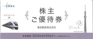 「東武鉄道 株主優待」株主ご優待券(1冊) 有効期限2024年6月30日　グループ優待/東武動物公園 特別入園券3枚/東武博物館入館券5枚 他