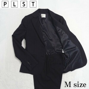【美品】PLST　PLS+T　プラステ スーツ ジャケット パンツスーツ セットアップ　黒　ブラック　Mサイズ　38 ビジネス 美シルエット