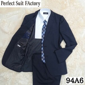【美品】P.S.FA スーツ セットアップ 高級ライン コレクションモデル L テーラードジャケット ウール 94A6 ダークネイビー