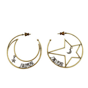 Кристиан Dior Christian Dior Jadiol J'adiol Hoop Серьги Moon &amp; Star Gold * винтажная обработка