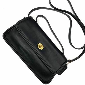 1円●極美品●OLD COACH オールドコーチ ターンロック金具 2way ハンドバッグ ショルダーバッグ 牛革 グラブタンレザー 黒 レディース