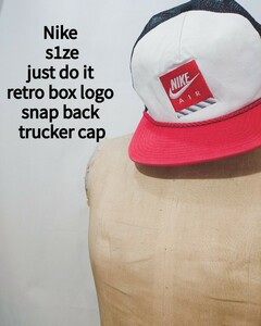 Nike s1ze just do it retro box logo trucker cap ナイキ レトロ ボックスロゴ スナップバック メッシュ トラッカー キャップ ビンテージ