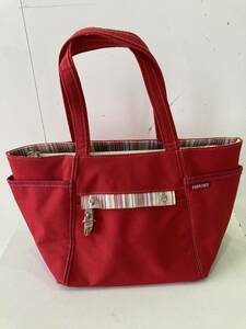 PERSON*S Mini большая сумка / Person's красный W33cm×H18cm×D13cm текстильный * б/у 