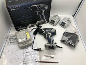 【8925】髙儀 14.4V 充電式インパクトドライバー EARTH MAN IDR-144LiA 充電器 バッテリー2個付 Takagi 中古品