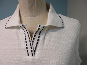FILA フィラロゴ刺繍いり・かのこ織りトップス・カットソー・織柄ステッチが可愛い