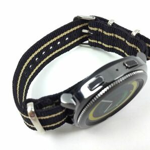 ナイロン製ミリタリーストラップ 布ベルト natoタイプ 腕時計 ブラックXベージュ ストライプ 20mmの画像2