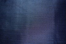 壱日0820 本絹純泥藍大島紬男着物羽織 裄68丈143К藍瑠璃色 亀甲格子 現代物_画像3