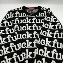 【L】 Supreme 2022FW Fuck Sweater knit Black シュプリーム ファック 総柄 セーター ニット ブラック F315_画像3