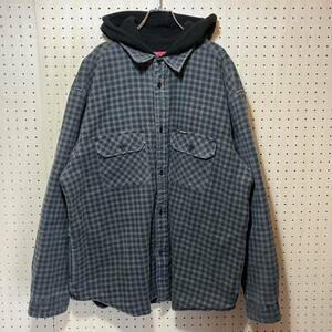 【L】 Supreme Houndstooth Flannel Hooded Shirt Foodie シュプリーム ハウンドトゥース フランネル シャツ パーカー F383