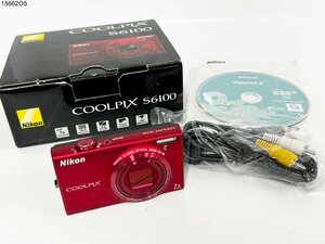 ★Nikon ニコン COOLPIX S6100 クールピクス レッド コンパクト デジタルカメラ バッテリー有 説明書 箱付 動作未確認 15662O5-4