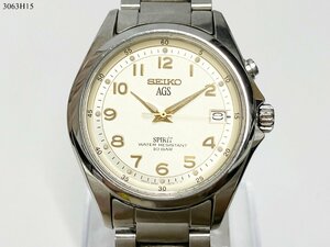 ★ SEIKO セイコー AGS SPIRIT スピリット 5M42-0E00 自動巻き発電式 デイト 3針 シルバー メンズ 腕時計 稼動 ジャンク 3063H15-17