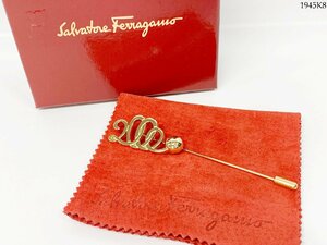 ★Salvatore Ferragamo フェラガモ ピンブローチ ゴールドカラー 総重量 約10g アクセサリー ヴィンテージ 箱付き 1945K8-12