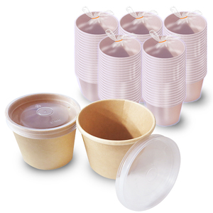  paper made soup container 350ml cover attaching 20 piece,50 piece,100 piece,300 piece / extremely thick craft paper high quality cover attaching soup keep .. container 