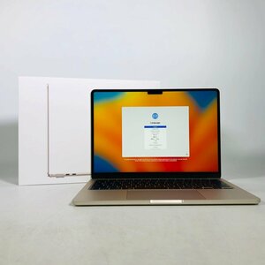 美品 MacBook Air Liquid Retina 13.6インチ (Mid 2022) Apple M2 8コア/8GB/SSD 256GB スターライト MLY13J/A 動作確認済み