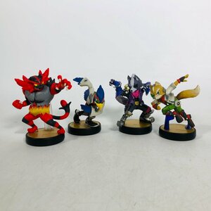 中古 amiibo アミーボ 大乱闘スマッシュブラザーズ フォックス ファルコ ウルフ ガオガエン 4種 セット