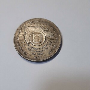大型コイン(約38mm)　ドミニカ共和国 1974年　第12回中米カリブ競技大会記念　1ペソ銀貨