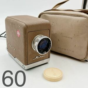 2AD98 MINOLTA ミノルタ mini プロジェクター 昭和レトロ 当時物 ライト動作確認済み ソフトケース付き 