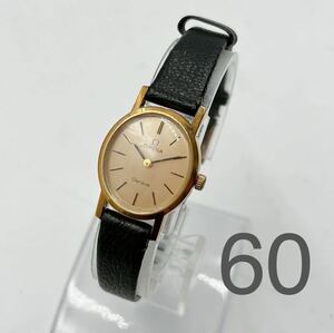 2AD3 OMEGA オメガ Geneve ジュネーブ ゴールド 黒ベルト レディース クォーツ 中古 現状品