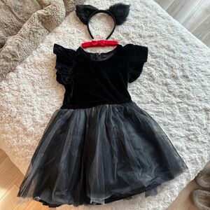 子供　キッズ　ワンピース　黒　猫ミミ　チョーカー　仮装　ハロウィン　パーティー