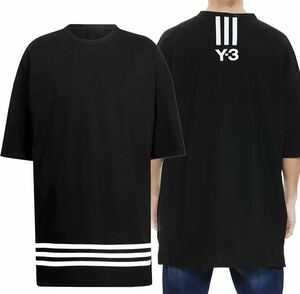 Y- 3 ストライプ オーバーサイズTシャツ ブラック HG6089 Yohji Yamamoto×adidas オーバーサイズ TEE 中古